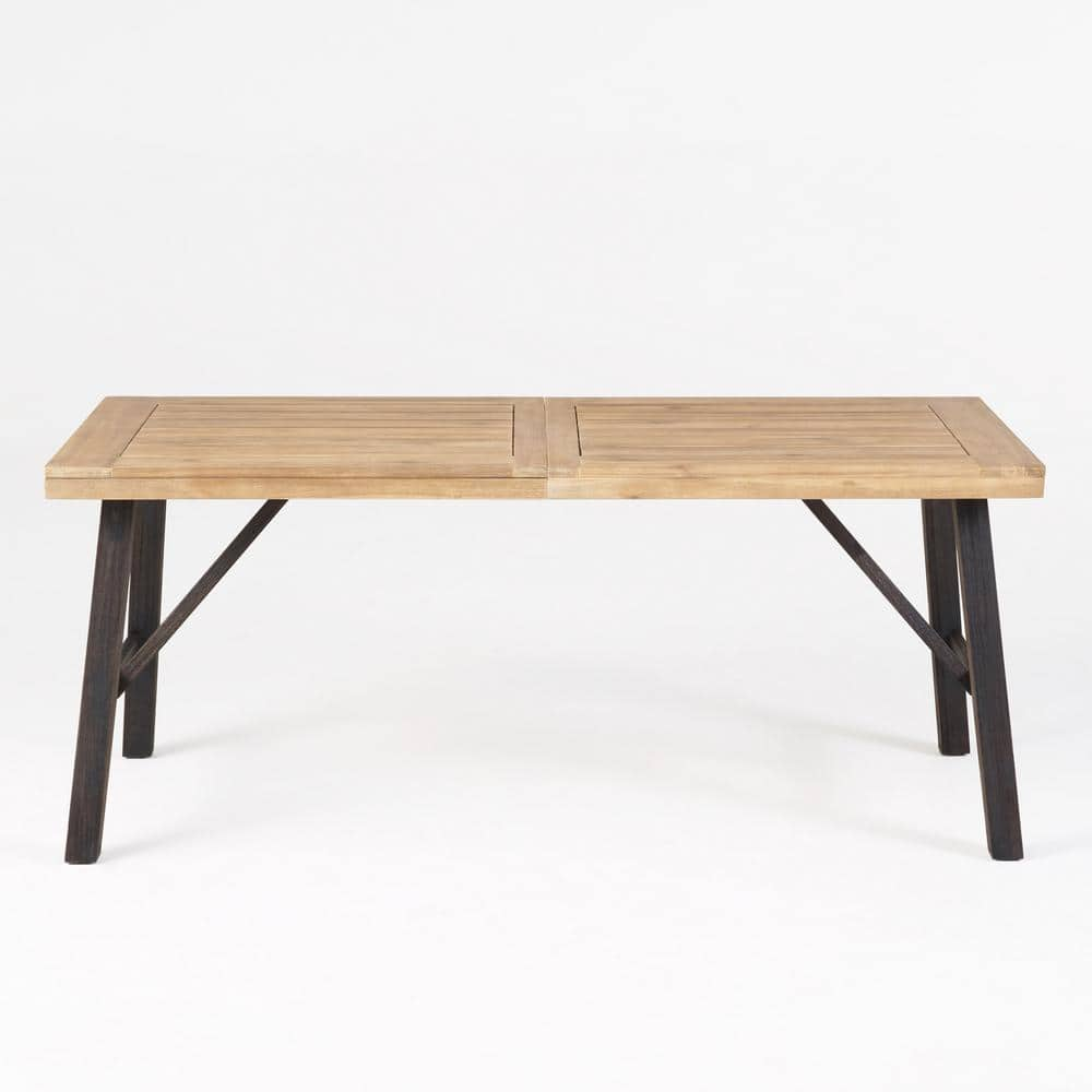  Teak Acacia Wood Grey Frame Outdoor Dining Table