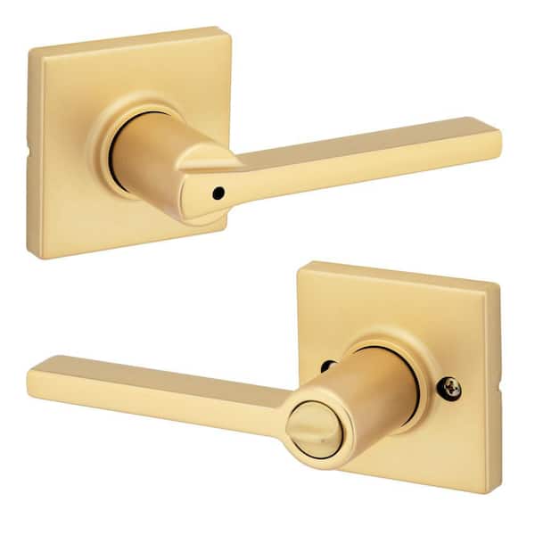 Casey Satin Brass Square Bed/Bath Lever Door Handle