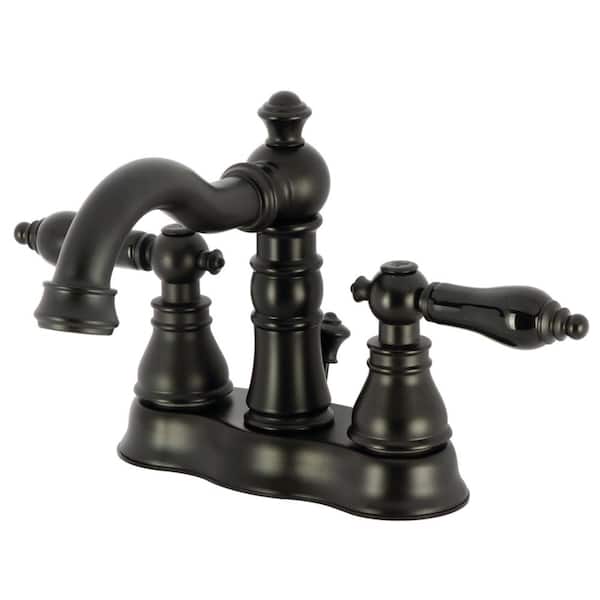 Kingston Brass Duchess 4 in. Centerset 2-Handle Bathroom Faucet with Pop-Up Drain in Matte Black
