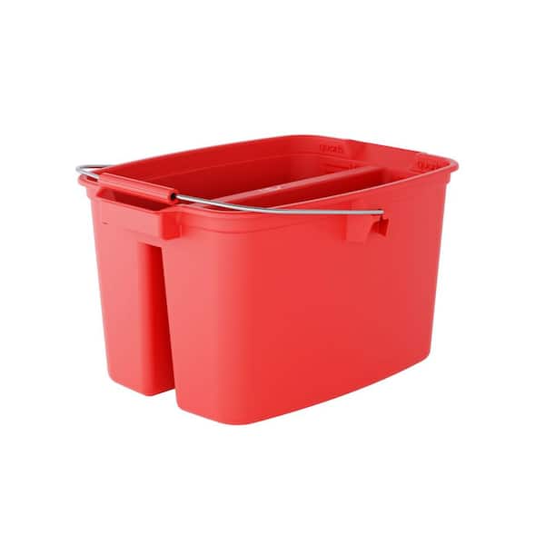 19 qt. Red Plastic Double Bucket with Metal Handle