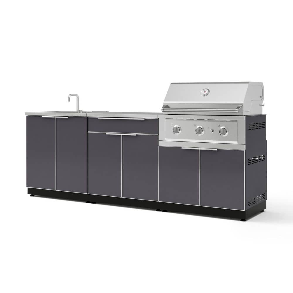 Outdoor Kitchen 97 in. W x 24 in. D x 48.5 in. H Aluminum 5-Piece Cabinet Set w/ 33 in. Performance Liquid Propane Grill price history on PriceWatchPro