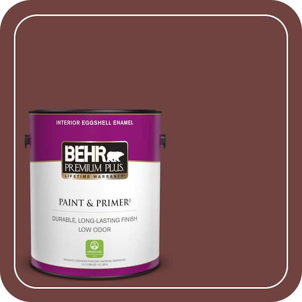BEHR PREMIUM PLUS 1 gal. #ICC-82 Library Red Eggshell Enamel Low Odor Interior Paint & Primer