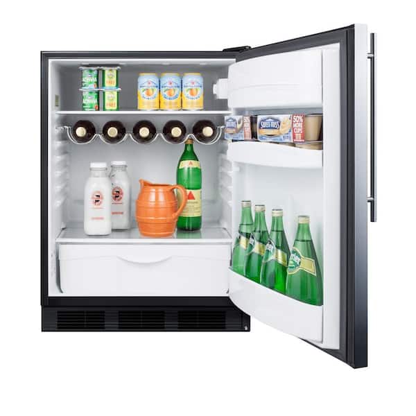 24 in. W 5.5 cu. ft. Mini Refrigerator in Stainless Steel without Freezer, ADA Compliant