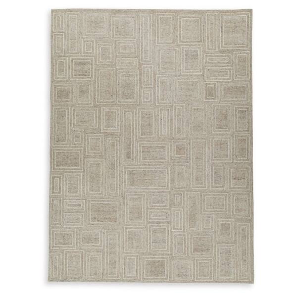 Brickburgh 10 ft. x 14 ft. Beige/Light Gray Geometric Area Rug
