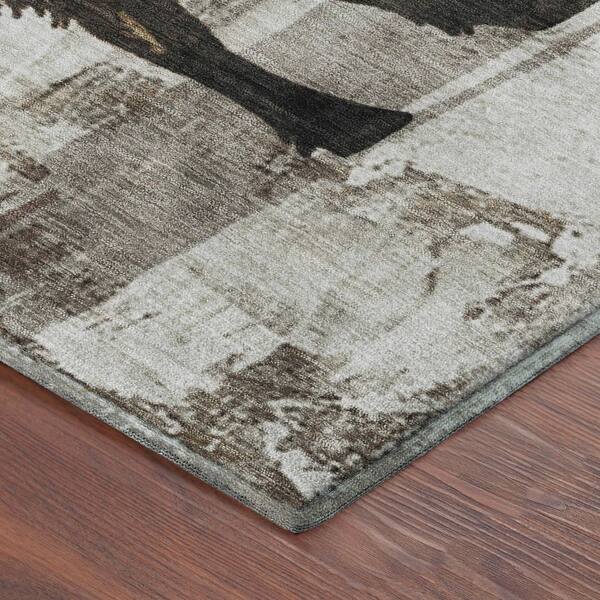 Mayfield Premium Machine Washable Abstract AMF2245 Putty 3 ft. x 4 ft. Area Rug