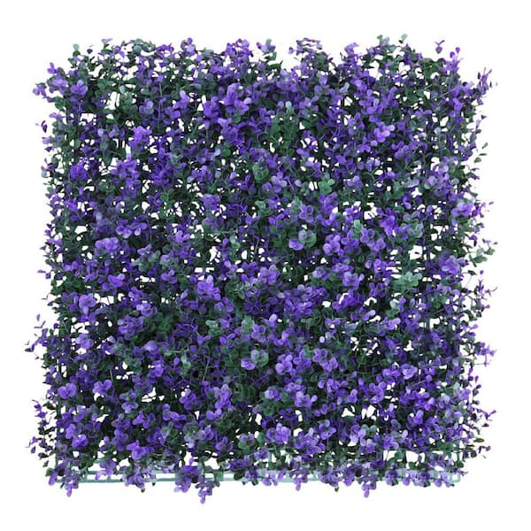 20 in. H x 20 in. W Plastic Artificial Boxwood Lavender Hedge Privacy Garden Fence for Home Garden Indoor, 1-Pieces
