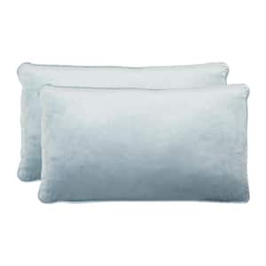 Lucas Contemporary Harbor Blue 14 in. x 24 in. Plush Velvet Decorative Lumbar Throw Pillow (2-Piece Set)