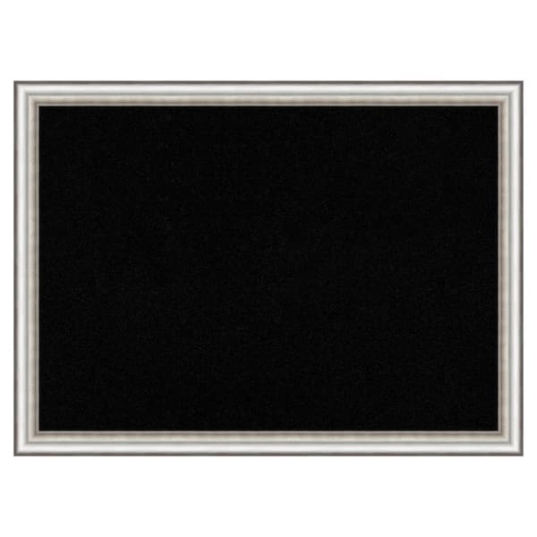 Amanti Art Salon Silver Narrow Framed Black Corkboard 30 in. x 22 in. Bulletine Board Memo Board