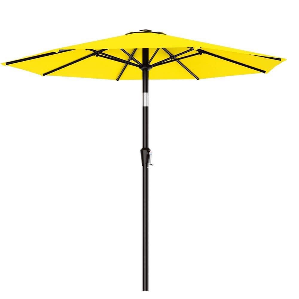 9 ft. Alloy Steel Patio Umbrella in Yellow with Push Button Tilt, Crank and 8 Sturdy Ribs for Garden, Backyard, Pool price history on PriceWatchPro
