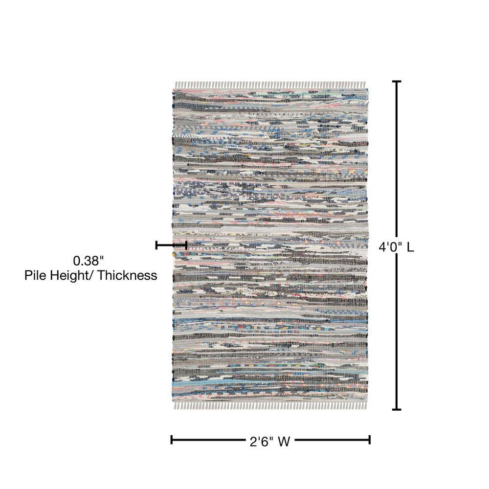 Gray Flat Woven Handmade Cotton Area Rug, 2'6" x 4'