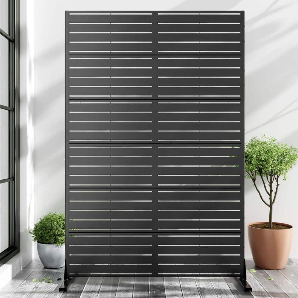 Lirago 72 in. x 47 in. Outdoor Metal Privacy Screen Garden Fence