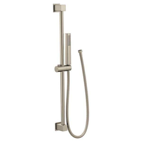 Rounded Square 1-Spray Patterns Wall Mount 1.125 in. Handheld Shower Head in Brushed Nickel