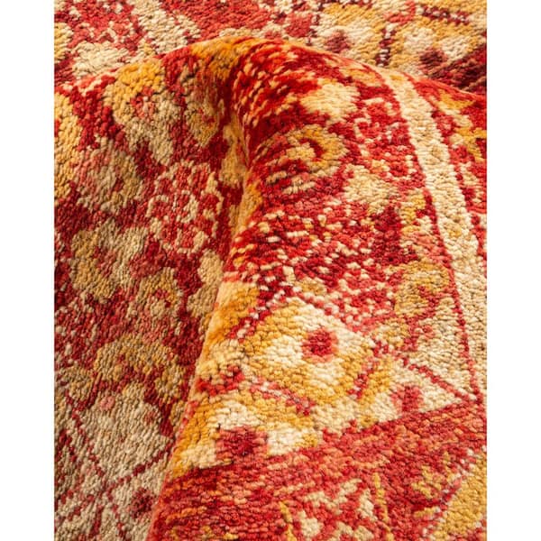 Electric 6 ft. x 9 ft. Orange Oriental Wool Indoor Area Rug