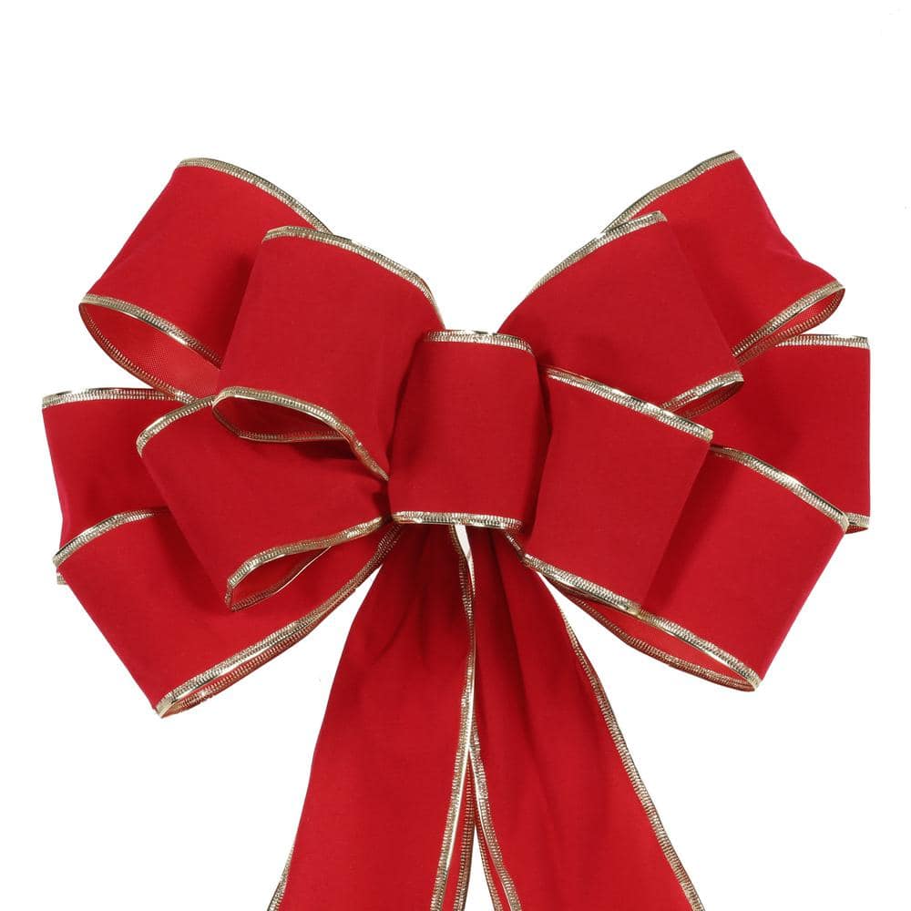 New 12/24/36/48 PACK Red Velvet Christmas Bows 8x9cm Gold Twist Tie XMAS Decor 