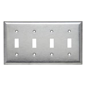 Pass & Seymour 430S/S 4 Gang 4 Toggle Wall Plate, Stainless Steel (1-Pack)