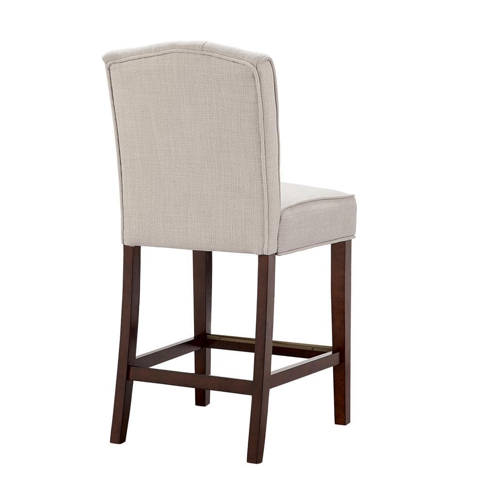 Tan Tufted Parsons Counter Stool with Espresso Birch Legs