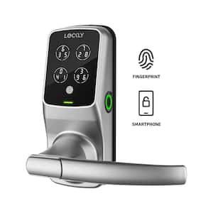 Secure Plus Satin Nickel Smart Touchscreen Hack-proof Keypad Door Latch Lock with Biometric Fingerprint and Bluetooth