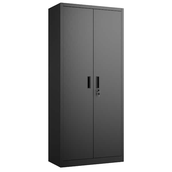 Hephastu 32 in. W x 71 in. H x 16 in. D Black Lockable Metal