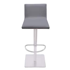 Crystal Bar Stool in Brushed Steel with Grey Pu upholstery and Walnut Back