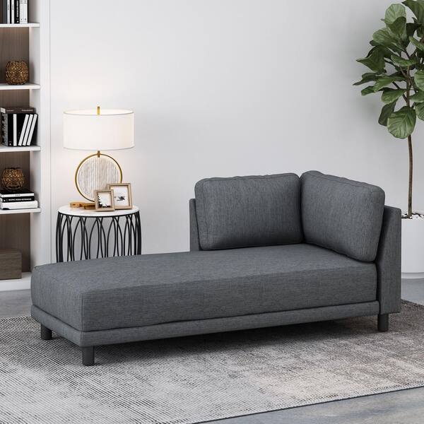 Noble House Hoadley Charcoal and Black Upholstered Chaise Lounge