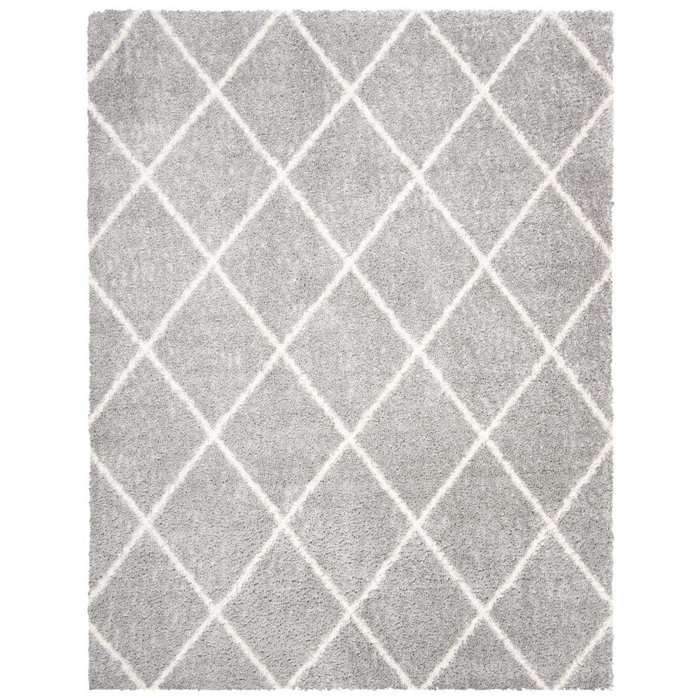 Gray Geometric Shag 8' x 10' Stain-Resistant Area Rug