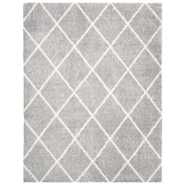 SAFAVIEH Parma Shag Gray/Cream 8 ft. x 10 ft. Geometric Area Rug ...