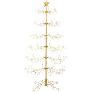6 ft. Gold Unlit Wrought Iron Ornament Display Artificial Christmas Tree