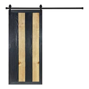 Artisan Series Waterfall 80 in. x 42 in. Gray and Natural Pine Wood Finished Sliding Barn Door with Hardware Kit