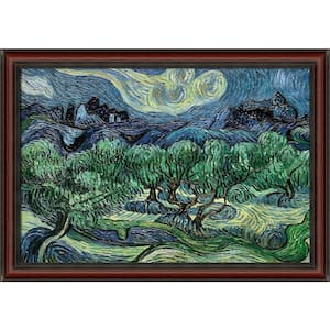 Olive Trees with Alpilles in Background by Vincent Van Gogh Grecian Wine Framed Nature Art Print 29 in. x 41 in.