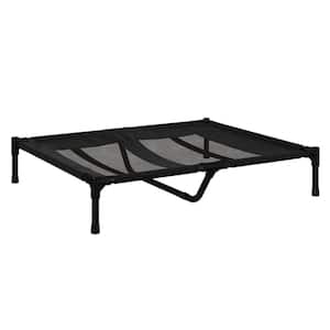 Elevated Black Dog Bed- 36 in. x 30 in. Portable Pet Bed with Non-Slip Feet Up to 80 lbs.
