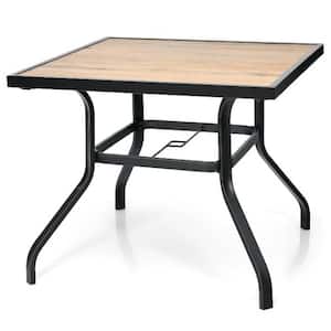Black Square Metal Patio Outdoor Dining Table