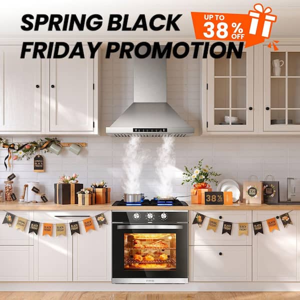 30 in. 500 CFM Ductless Convertible Wall Mount Range Hood in Stainless Steel with LED Lights, Filter and Touch Control