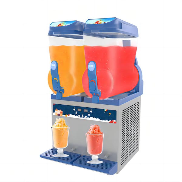 JEREMY CASS 1056 oz. Sliver Snow Cone Machine with 1000W and 30L Double Tank Commercial Slushy Machine