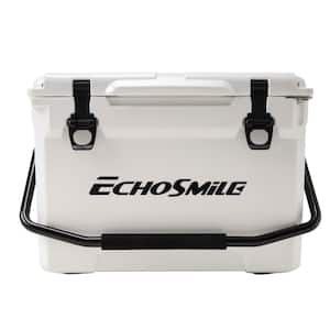 25 qt. Outdoor White Insulated Box Cooler with Stretch Lock, Non-Slip Rubber Mat and 1 Handle