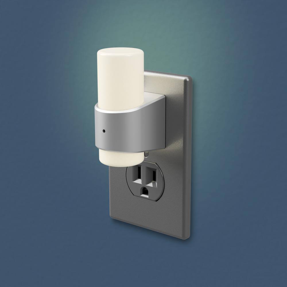 Cosmopolitan White and Nickel LED Night Light with Sensor