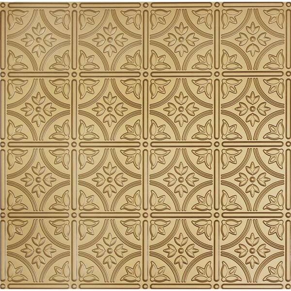 Global Specialty Products Dimensions 2 ft. x 2 ft. Brass Lay-in Tin Ceiling Tile for T-Grid Systems