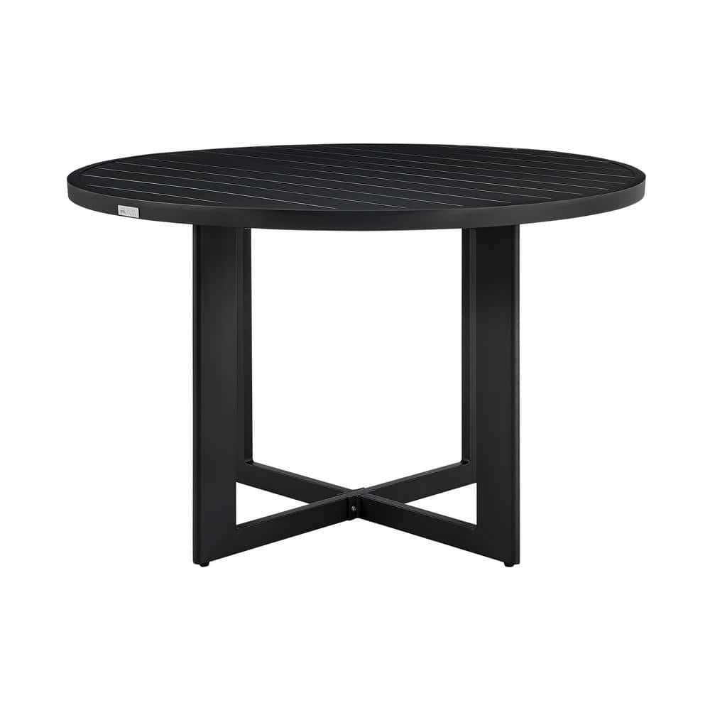 Grand Black Round Aluminum Outdoor Dining Table