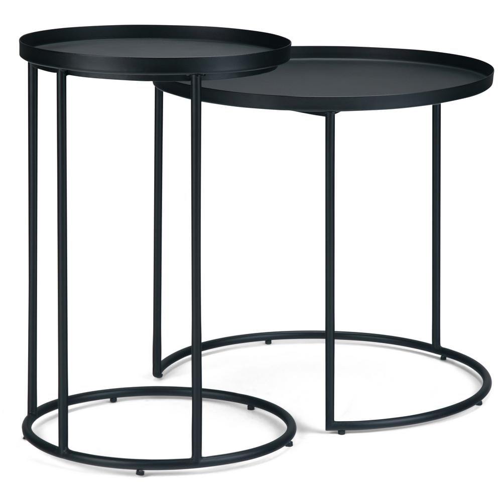 Black Round Metal 2-Piece Nesting Tables