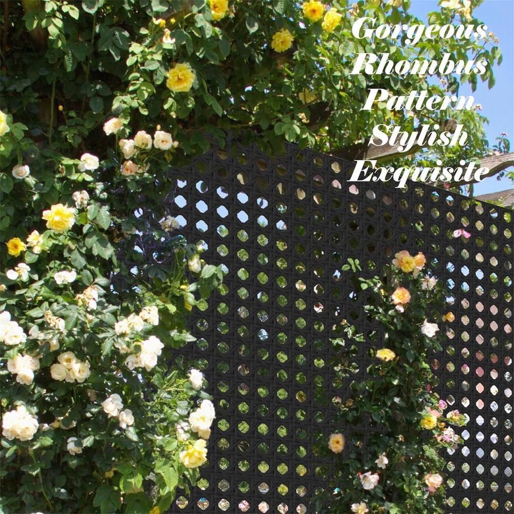 Black Steel Freestanding Outdoor Privacy Screen Panel