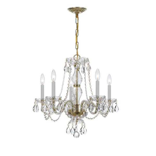 Crystorama Traditional Crystal 5-Light Polished Brass Crystal ...