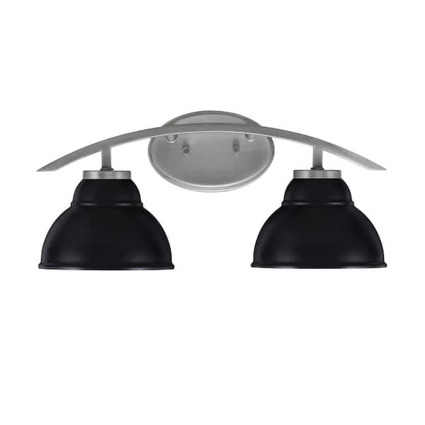 Unbranded Siena 18.25 in. 2-Light Vanity Light Graphite with Matte Black Metal Shades
