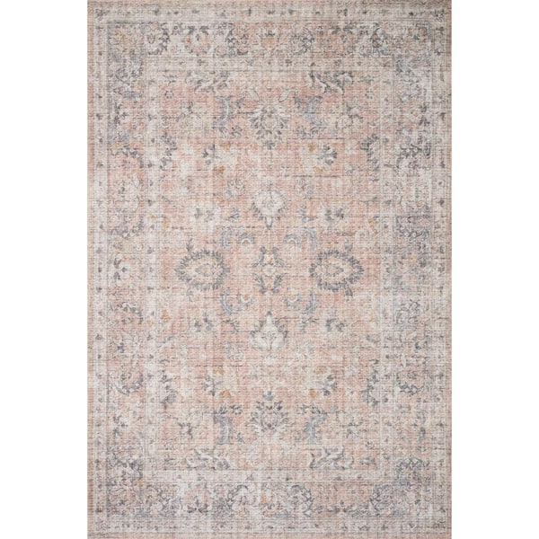 Photo 1 of (used)(see images for damage)Skye Blush/Grey 9 ft. x 12 ft. Traditional Polyester Pile Area Rug