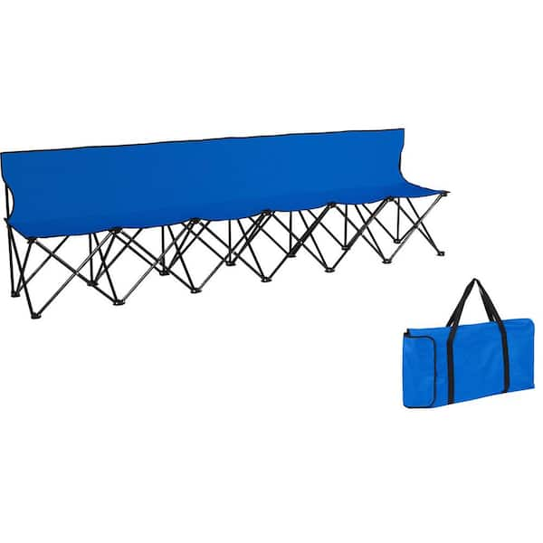 Photo 1 of Portable Sports Bench With Back - Sits 6 People (Blue)