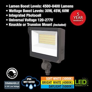 175-Watt Equivalent Bronze Integrated LED Flood Light Adjustable 4500-8400 Lumens and CCT with Photocell