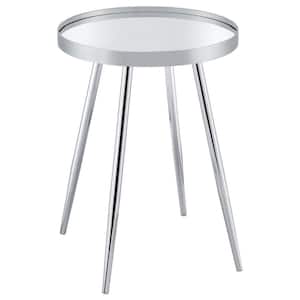 Kaelyn 17.75 in. Chrome Round Mirror Top End Table