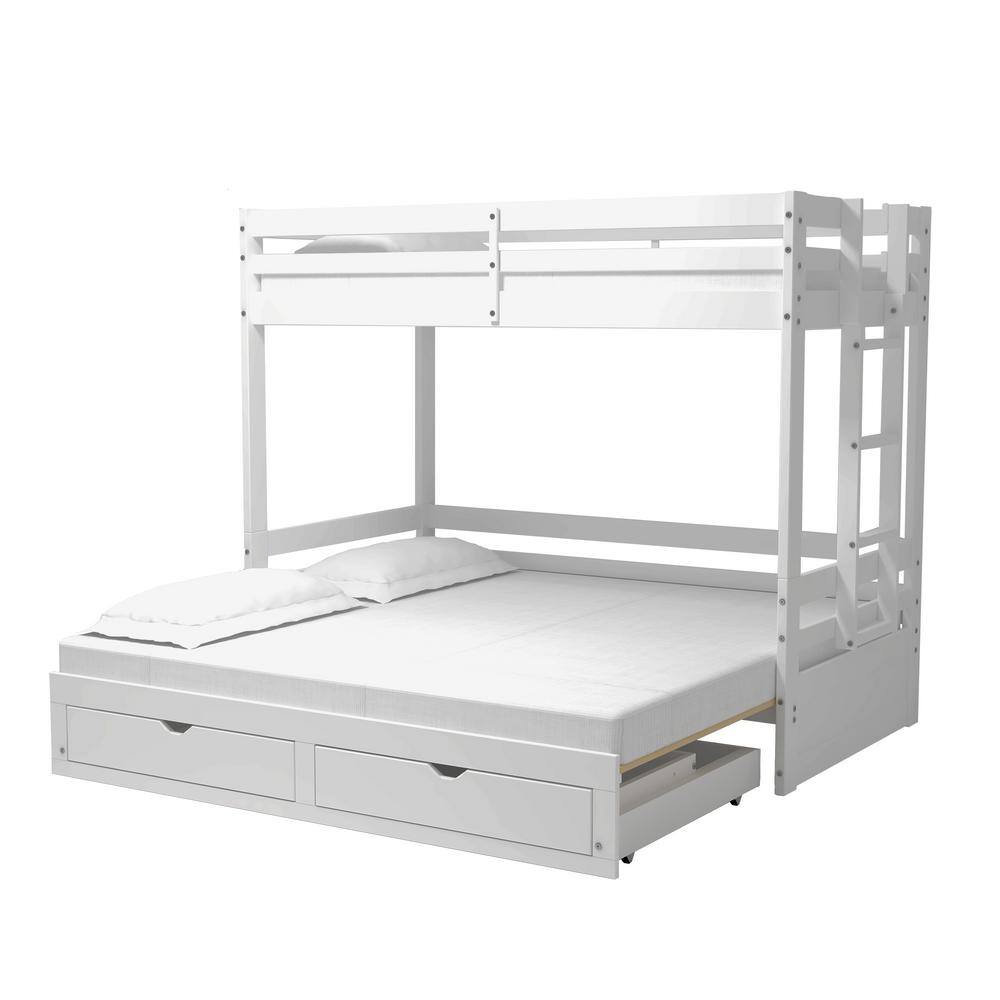 Alaterre Furniture Jasper White Twin to King Extending Day Bed with Bunk Bed and Storage Drawers - 1