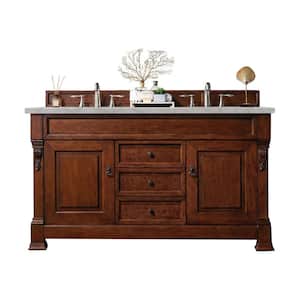 Brookfield 60.0 in. W x 23.5 in. D x 34.3 in. H Bathroom Vanity in Warm Cherry with Victorian Silver Top