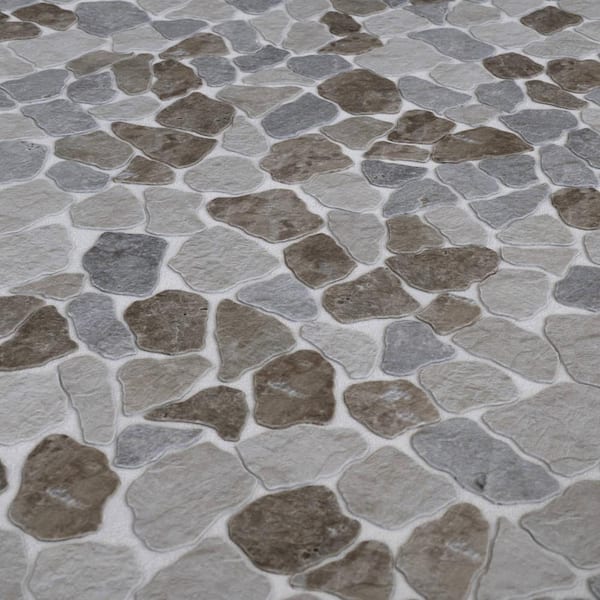 CRUZ BAY STUDIO Full Eclectic 18 in. x 18 in. Neutral Silver Mix Marble Tumbled Wall and Floor Tile (10.9 sq.ft./case)