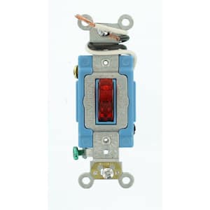 15 Amp Industrial Grade Heavy Duty 3-Way Pilot Light Toggle Switch, Red