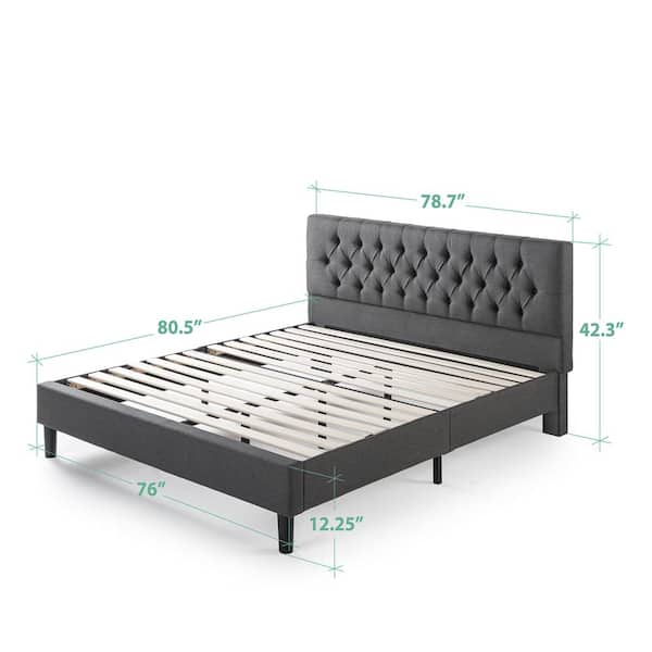Zinus Misty Charcoal Grey King, King Size Bed Frame Vs Queen